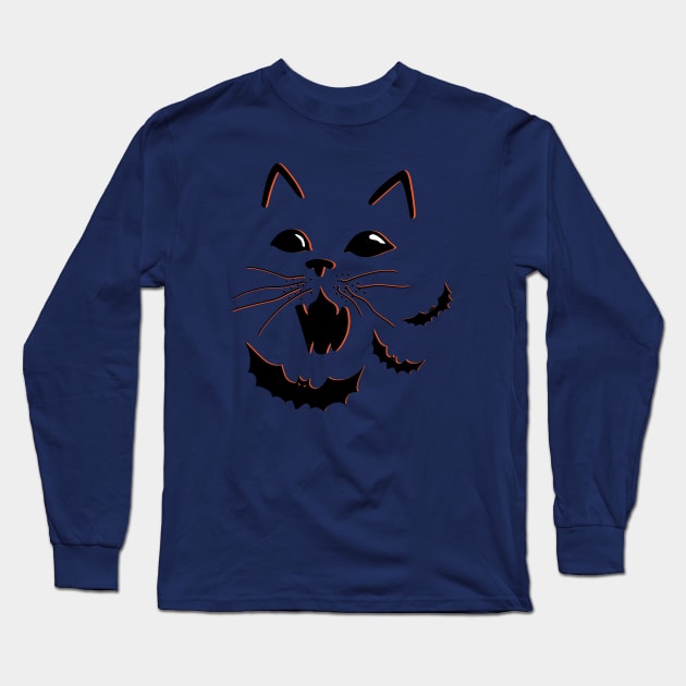 Haunted Cat Long Sleeve T-Shirt by runcatrun